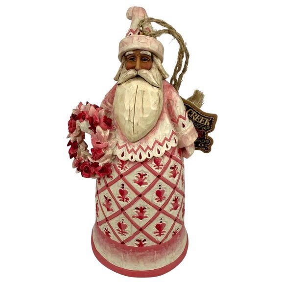 2004 Jim Shore Heartwood Creek Santa Toile Red Bell Figurine 5" Wreath Ornament - Picture 3 of 12